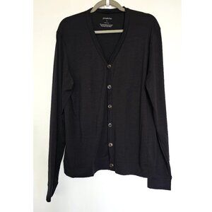 Paskho 100% Merino Wool Soft & Lightweight Button Up Cardigan M Black